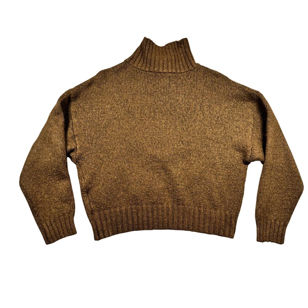 Vintage Y2K American Eagle Women's Brown Wool Blend Quarter Zip Sweater- Size XL - Picture 5 of 9